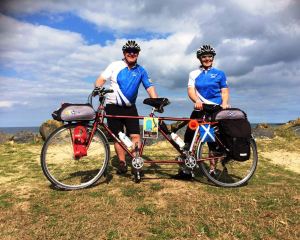 Team Tandem Ecosse in all our resplendent glory on Gold Beach in the sunshine.